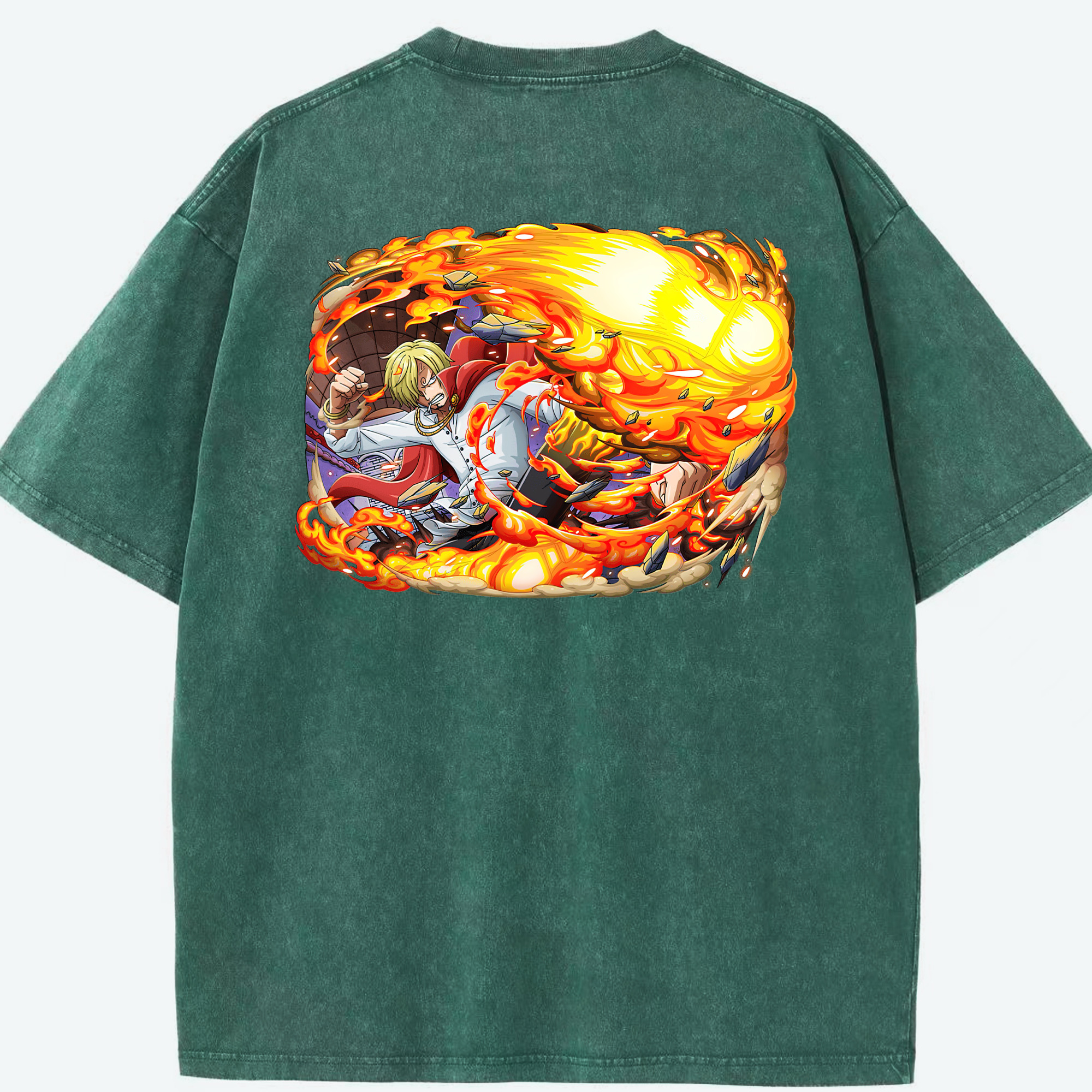 ワンピース サンジ ONE PIECE Sanji 綿100% ヴィンテージ風 半袖Tシャツ（背面プリント）